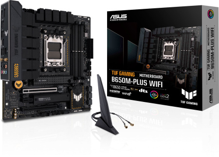 Материнская плата Asus TUF GAMING B650M-PLUS WIFI SocketAM5 AMD B650 4xDDR5 mATX AC`97 8ch(7.1) 2.5Gg RAID+HDMI+DP