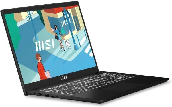 Ноутбук MSI Modern 15 B13M-1017US Core i5 1335U 16Gb SSD512Gb Intel Iris Xe graphics 15.6" IPS FHD (1920x1080) Windows 11 Professional Multi Language black WiFi BT Cam (9S7-15H112-1017)
