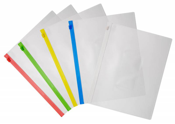 Папка на молнии ZIP Бюрократ -BPM5ABLUE A5 полипропилен 0.15мм карм.для визит. цвет молнии синий