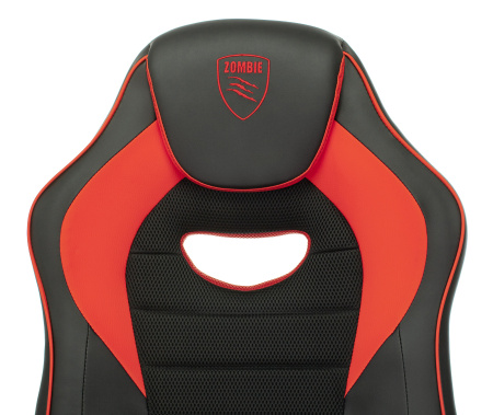 Кресло игровое Zombie GAME 16 черный/красный текстиль/эко.кожа крестов. пластик
