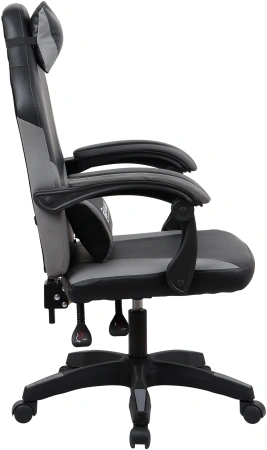 Кресло игровое Оклик Spirit черный/серый ПВХ/полиуретан с подголов. крестов. пластик черный