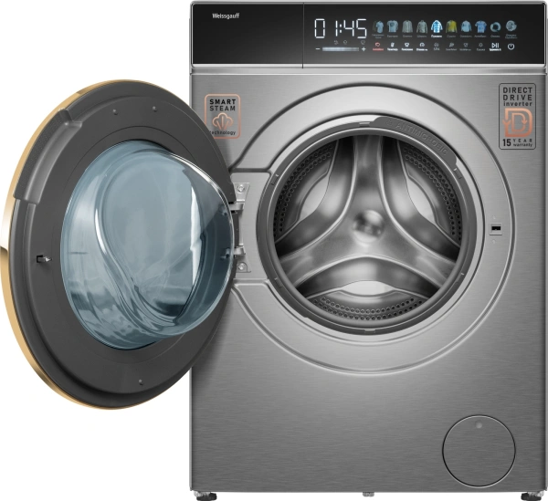 Стиральная машина Weissgauff WMD 58411 Direct Drive Inverter Premium Steam Stee класс: B загр.фронтальная макс.:11кг (с сушкой) нержавеющая сталь инвертер