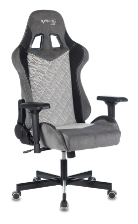 Кресло игровое Zombie VIKING 7 KNIGHT Fabric серый Loft ромбик текстиль/эко.кожа с подголов. крестов. металл