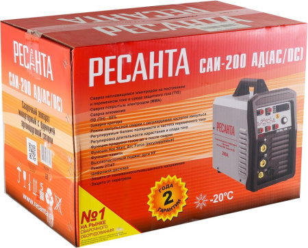 Сварочный аппарат Ресанта САИ-200АД (AC/DC) инвертор ММА DC/TIG