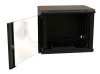 Шкаф коммутационный WRline (WR-TW-1266-GP-RAL9004) настенный 12U 600x600мм пер.дв.стекл 2 бок.пан. направл.под винты 60кг черный 500мм 650мм IP20 сталь