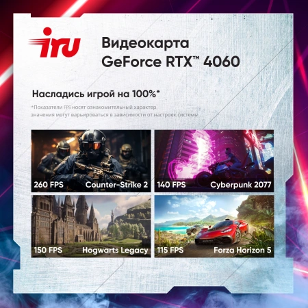 ПК IRU Game 510H6SEA MT i5 13400F (2.5) 16Gb SSD512Gb RTX4060 8Gb FreeDOS GbitEth 600W черный (2074692)
