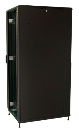 Шкаф коммутационный WRline (WR-TT-4288-AS-RAL9004) напольный 42U 800x800мм пер.дв.стекл задн.дв.стал.лист 2 бок.пан. 800кг черный 710мм 2055мм IP20 сталь