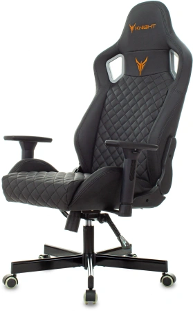 Кресло игровое Knight Outrider черный ромбик эко.кожа с подголов. крестов. металл