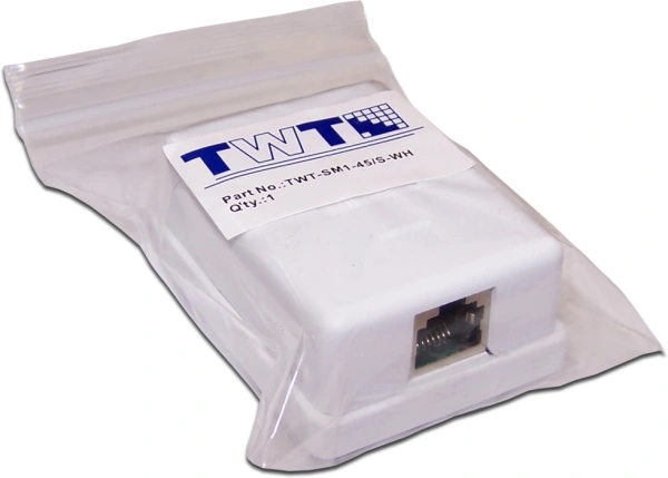 Розетка Lanmaster TWT-SM1-45/S-WH настен.RJ45 1 кат.5E STP бел.