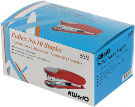 Степлер Kw-Trio 5116BLU Pollex N10 (10листов) встроенный антистеплер синий 100скоб металл/пластик