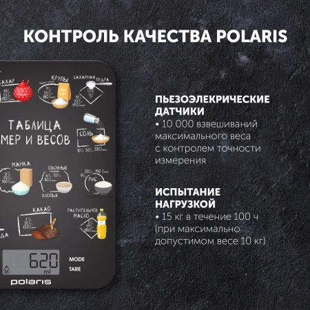 Весы кухонные электронные Polaris PKS 1053DG рисунок