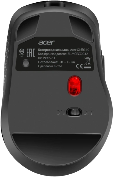 Мышь Acer OMR310 черный оптическая 1600dpi беспров. BT/Radio USB 7but (ZL.MCECC.031)