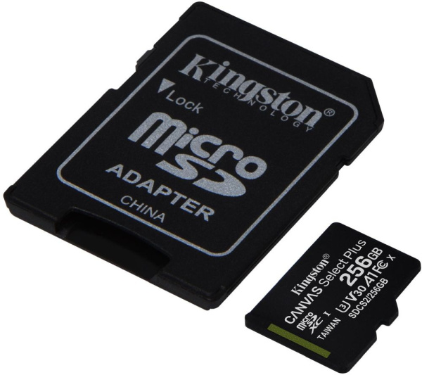Флеш карта microSDXC 256Gb Kingston SDCS2/256GB Canvas Select Plus + adapter