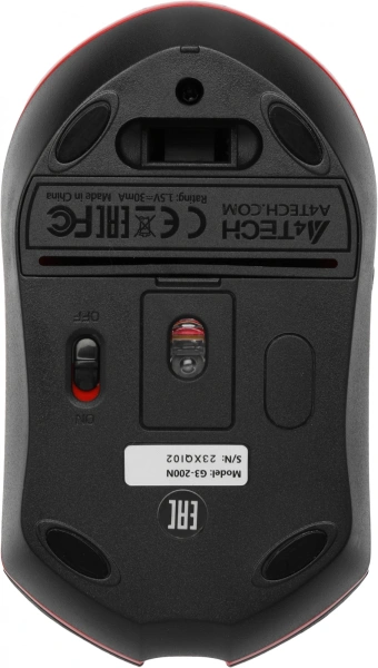 Мышь A4Tech G3-200N черный/красный оптическая 1200dpi беспров. USB 2but