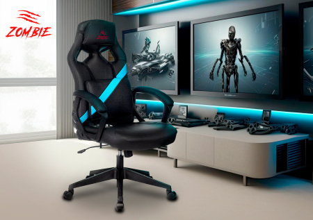 Кресло игровое Zombie DRIVER черный/желтый эко.кожа с подголов. крестов. пластик