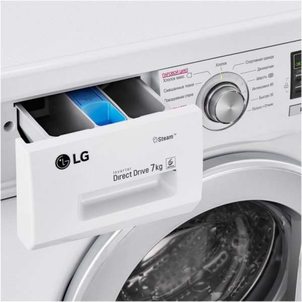 Стиральная машина LG F1296HDS1 класс: A загр.фронтальная макс.:7кг белый инвертер