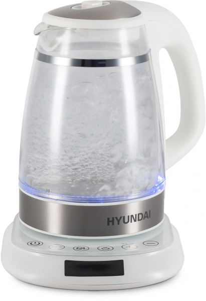 Чайник Hyundai HYK-G5507 1.7л. 2200Вт белый/серебристый (стекло)