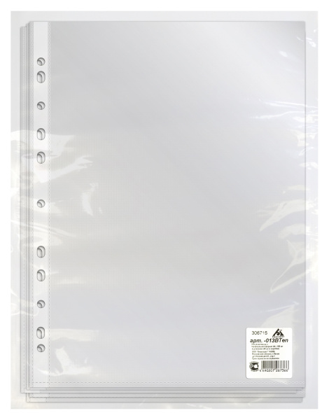 Папка-вкладыш Бюрократ -013BTEN глянцевые А4+ (упак.:100шт)