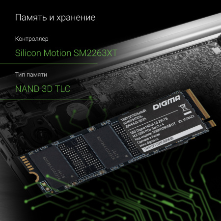 Накопитель SSD Digma PCI-E 3.0 x4 256Gb DGSM3256GS33T Mega S3 M.2 2280