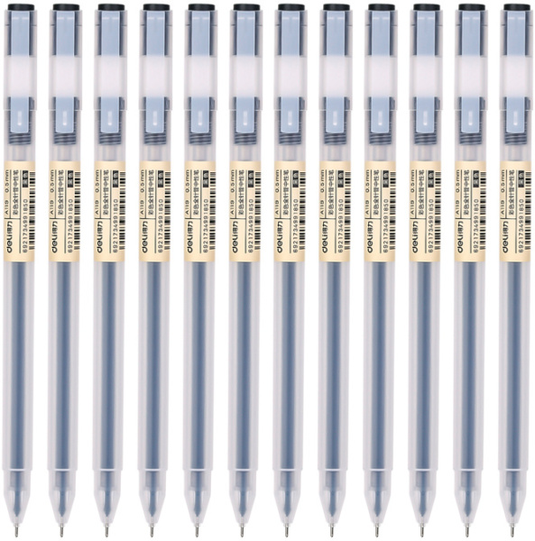 Ручка гелев. Deli A119-BK прозрачный черн. черн. линия 0.5мм