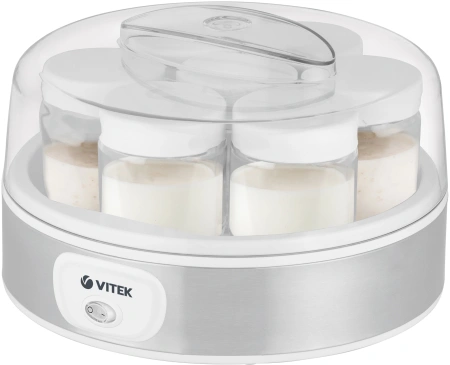 Йогуртница Vitek VT-2601 18Вт 7б. 200мл серый/белый