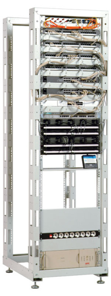 Стойка двухрамная ЦМО СТК-24.2 24U 620ммX800мм направл.под закл.гайки 250кг серый