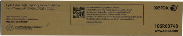 Картридж лазерный Xerox 106R03748 голубой (16500стр.) для Xerox VersaLink C7020/C7025/C7030
