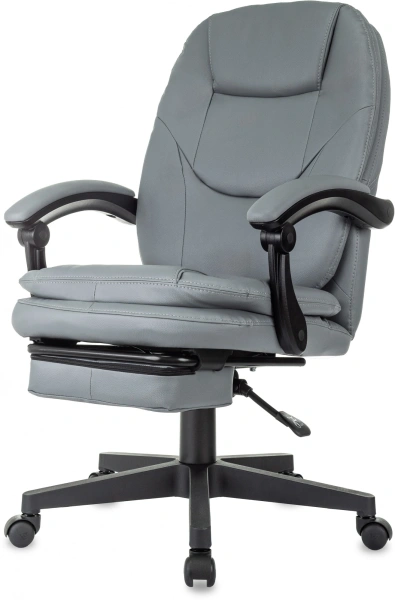 Кресло руководителя Бюрократ CH-868N-BF серый эко.кожа крестов. пластик подст.для ног