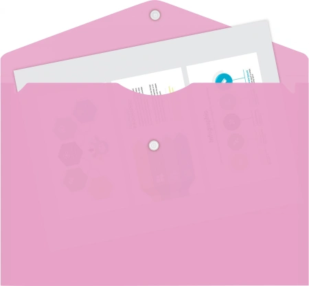 Конверт на кнопке Бюрократ Pastel -PKPAST/PINK A4 пластик 0.18мм розовый