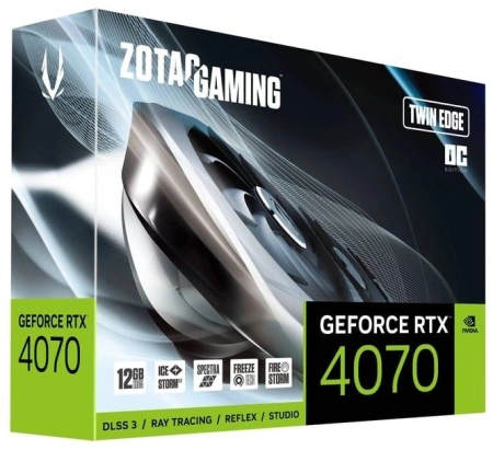 Видеокарта Zotac PCI-E 4.0 RTX 4070 TWIN EDGE OC NVIDIA GeForce RTX 4070 12Gb 192bit GDDR6 2490/20000 HDMIx1 DPx3 HDCP Ret