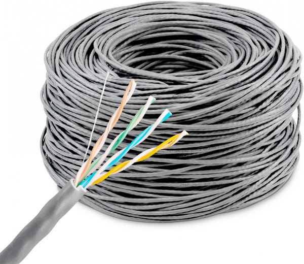 Кабель сетевой Buro UTP 4 пары cat5E solid 0.48мм Cu 305м серый
