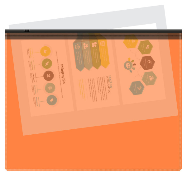 Папка на молнии ZIP Бюрократ Double Neon DNEBPM5AORBL A5 полипропилен 0.15мм оранжевый цвет молнии черный