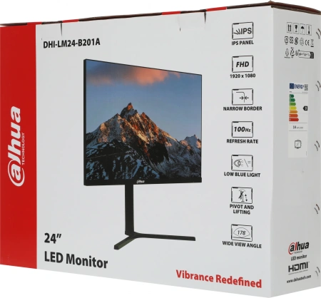 Монитор Dahua 23.8" DHI-LM24-B201A черный IPS LED 5ms 16:9 HDMI матовая HAS Piv 1000:1 250cd 178гр/178гр 1920x1080 100Hz VGA DP FHD 4.8кг