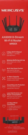 Роутер беспроводной Mercusys MR90X AX6000 100/1000/2500BASE-T черный