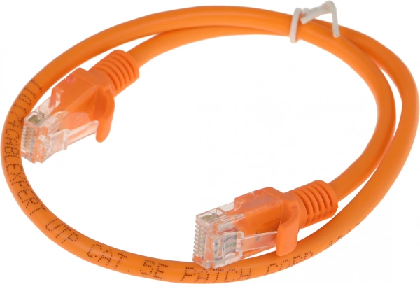 Патч-корд PP12-0.5M/O 1000G UTP 4 пары cat5E CCA molded 0.5м оранжевый RJ-45 (m)-RJ-45 (m)