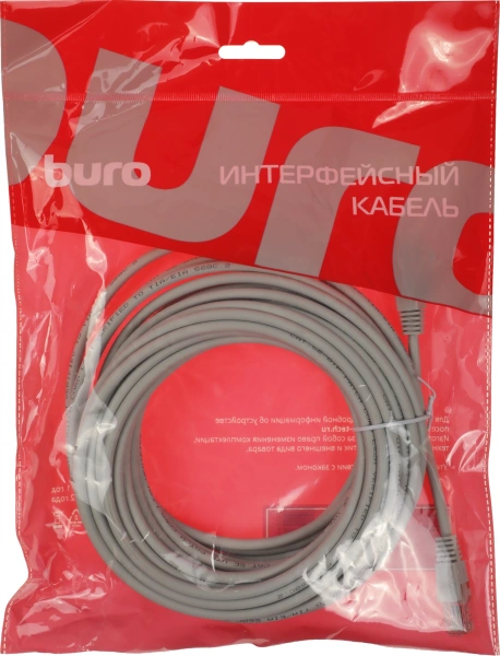 Патч-корд Buro UTP-5E-10M-G-LSZH UTP cat.5E 10м серый RJ-45 (m)-RJ-45 (m)
