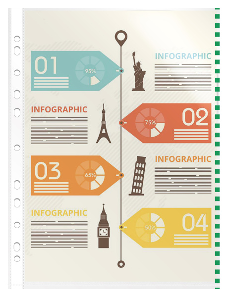 Папка-вкладыш Бюрократ Премиум -013BKAN2GRN глянцевые А4+ 30мкм зеленый край (упак.:50шт)
