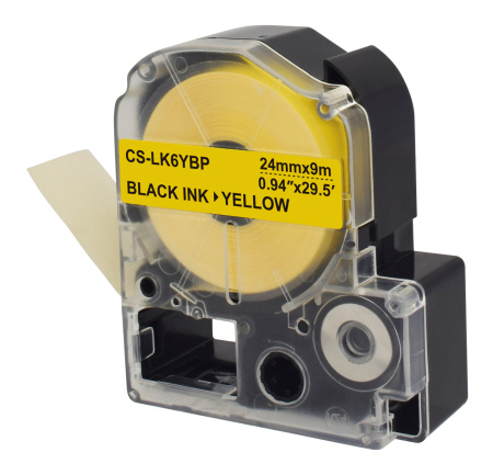 Картридж ленточный Cactus CS-LK6YBP LK-6YBP черный на желтом 24x9 для Epson LW700/LW600P/LW1000P/Z700/Z900
