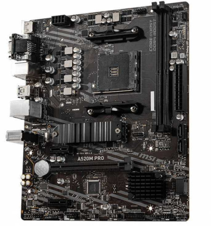 Материнская плата MSI A520M PRO Soc-AM4 AMD A520 2xDDR4 mATX AC`97 8ch(7.1) GbLAN RAID+VGA+HDMI+DP
