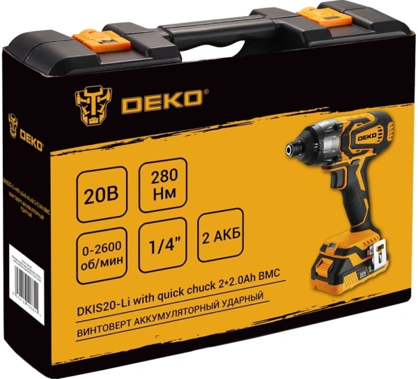 Винтоверт Deko DKIS20-Li 20Вт аккум. патрон:быстрозажимной (кейс в комплекте) (063-4392)