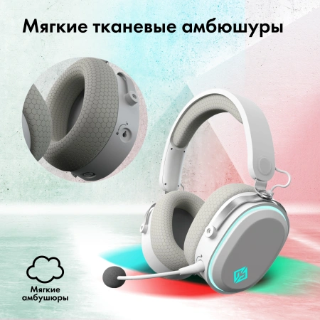 Наушники с микрофоном GMNG GG-HS405W белый мониторные BT/Radio/3.5mm оголовье (1899880)