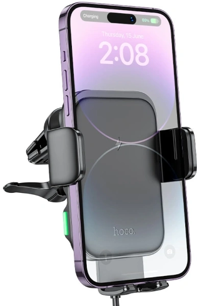 Держатель Hoco HW10 беспров.з/у. черный для для смартфонов 4.5-7" (JENNY THREE-AXIS FAST CHAR)