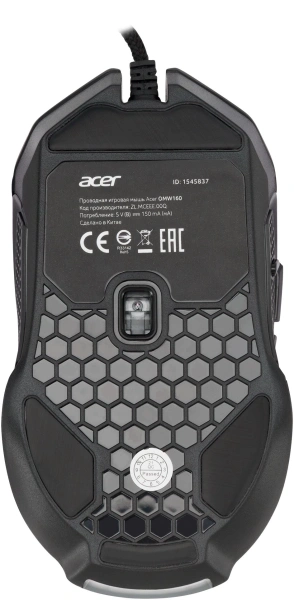 Мышь Acer OMW160 черный оптическая (6400dpi) USB (8but)