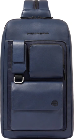 Рюкзак слинг мужской Piquadro Liko CA6441W131/BLU темно-синий кожа/ткань