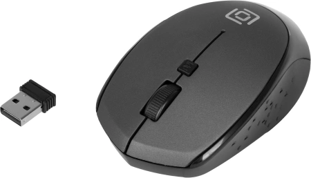 Мышь Оклик 488MW черный/серый оптическая (1600dpi) беспроводная USB для ноутбука (4but)