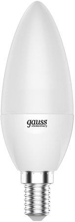 Лампа светодиодная Gauss Elementary 6Вт цок.:E14 свеча 220B 6500K св.свеч.бел.хол. C37 (упак.:10шт) (33136)