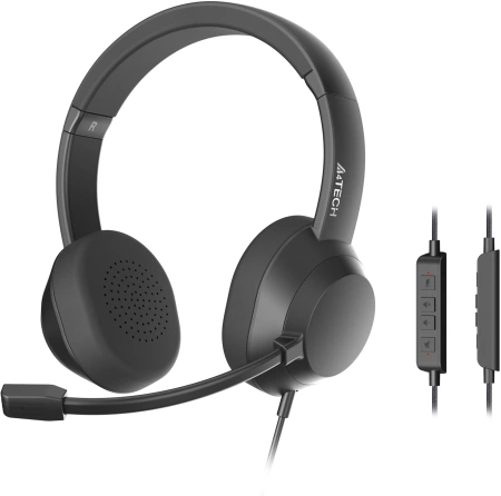 Наушники с микрофоном A4Tech FH150U черный 2м накладные USB (FH150U BLACK)