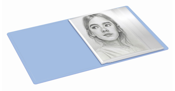 Папка-портфолио с 40 прозр.вклад. Бюрократ Gems GEMPP40AZURE A4 пластик 0.7мм карм.на лиц.стор. голубой топаз