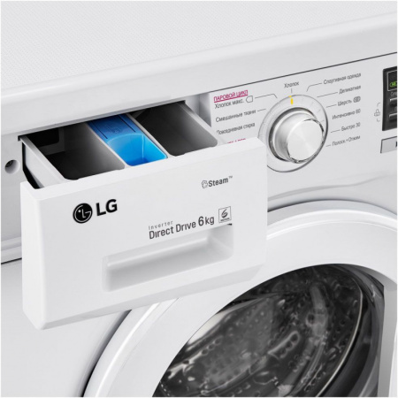 Стиральная машина LG F1296NDS0 класс: A загр.фронтальная макс.:6кг белый инвертер