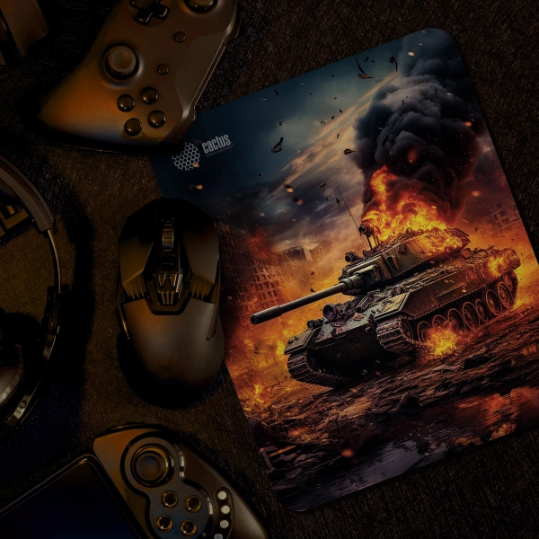 Коврик для мыши Cactus Burning tank рисунок 300x250x3мм (CS-MP-D04M)